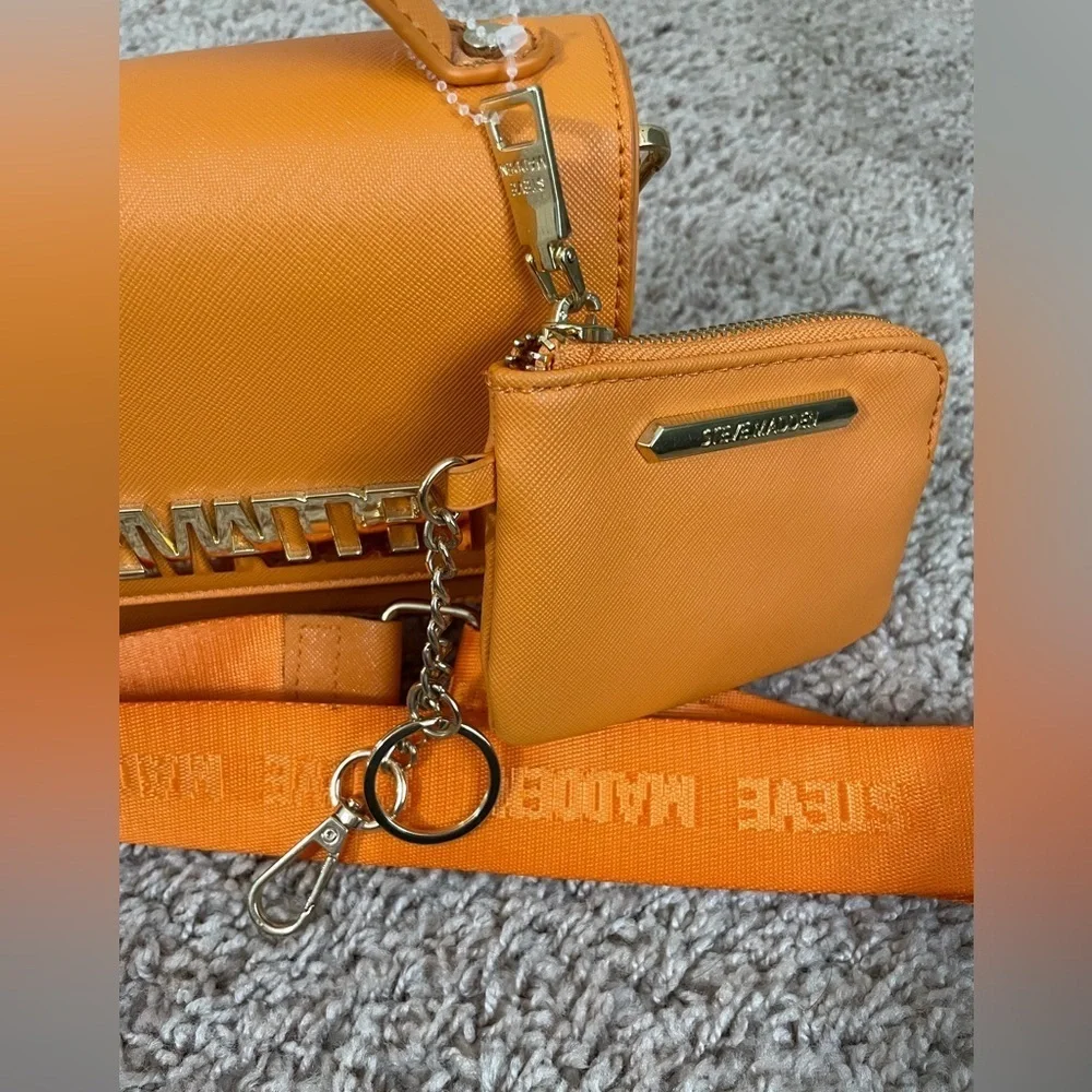 Steve Madden BHama Satchel Bag with Detachable Coin Purse and Webbed Logo Strap